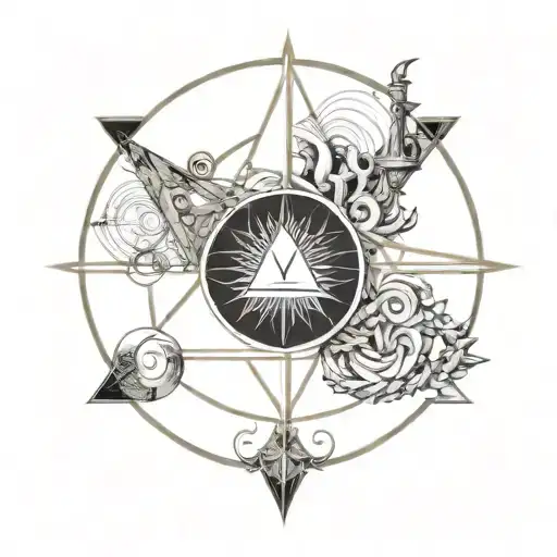 alchemy circle with aquarius symbol tattoo design idea