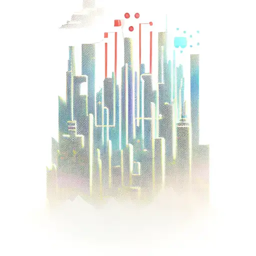 science fiction inspired city scape tattoo design idea