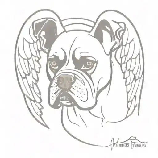 boxer dog with angel wings tattoo design idea