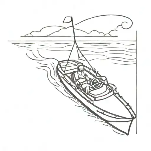 pedal boat sailing tattoo design idea