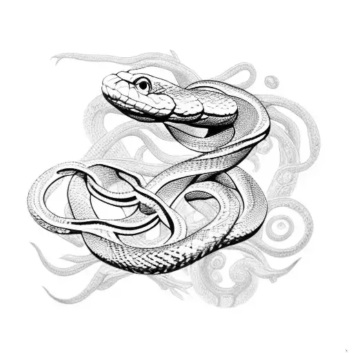 snake with flowers for spine  tattoo design idea