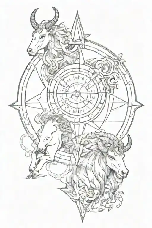 capricorn and leo signs established 2020 vision with elements tattoo design idea