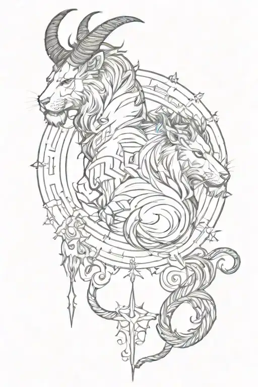 capricorn and leo lionesigns established 2on with elements020 visi tattoo design idea
