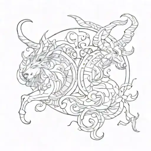 Capricorn and Leo sign incorporated tattoo design idea