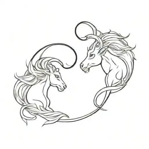 Capricorn and Leo sign incorporated tattoo design idea