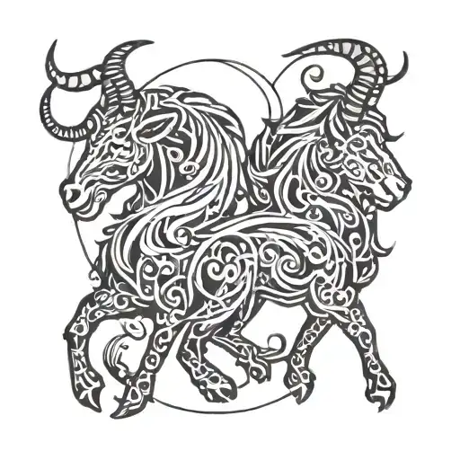 Capricorn and Leo sign incorporated tattoo design idea