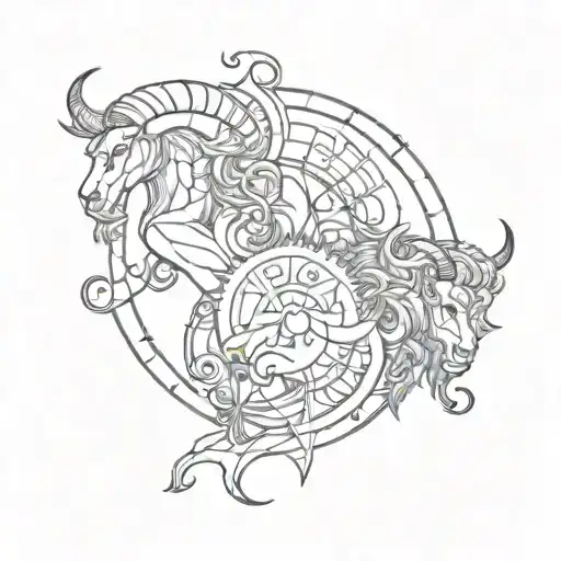 Capricorn and Leo sign incorporated tattoo design idea
