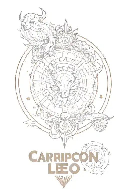capricorn and leo signs established 2020 vision with elements tattoo design idea