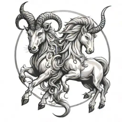 capricorn and leo zodiac sign tattoo design idea