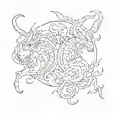 Capricorn and Leo sign incorporated tattoo design idea