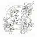 Capricorn and Leo sign incorporated tattoo design idea