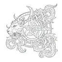 Capricorn and Leo sign incorporated tattoo design idea