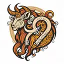 Capricorn and Leo sign incorporated representing family tattoo design idea