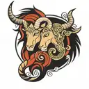 Capricorn and Leo sign incorporated representing family tattoo design idea