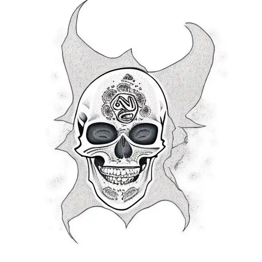 Mexican skull with naruto tattoo design idea