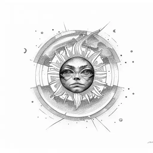 Strong sun over sea highlight on letters IRIS tattoo design idea