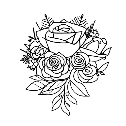 fine line tattoo with a bicycle, a bunch of flowers and 'you can let it go' tattoo design idea