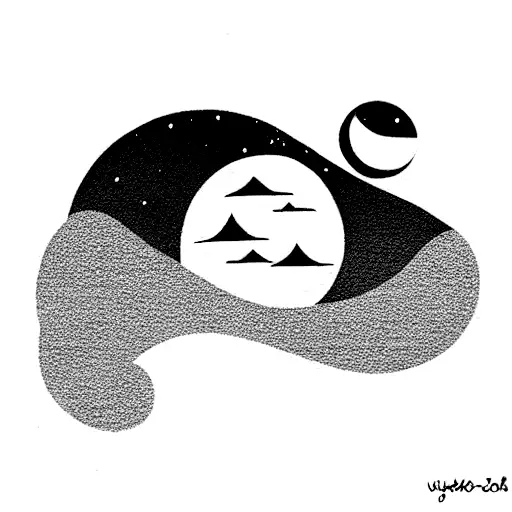 love relationship moon tattoo design idea