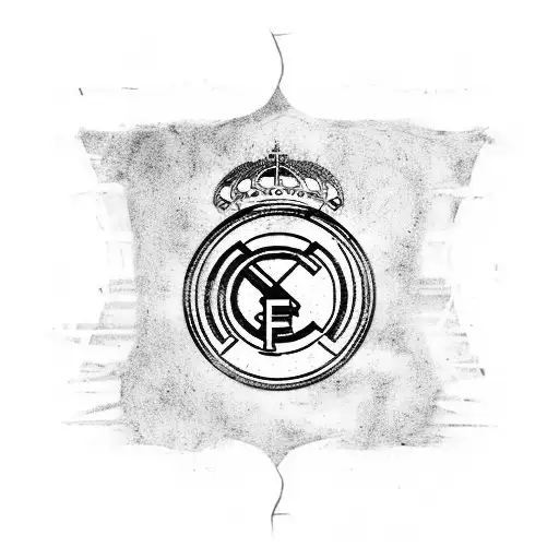 A blackwork tattoo of a football field with the client's favorite Real Madrid player scoring a goal tattoo design idea
