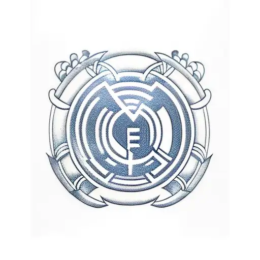 A blackwork tattoo of a football field with the client's favorite Real Madrid player scoring a goal tattoo design idea