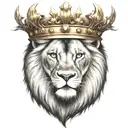 A angry lion with a crown on his head  tattoo design idea