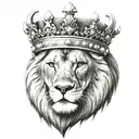 A angry lion with a crown on his head  tattoo design idea