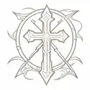 religious cross. protector sword made tattoo design idea