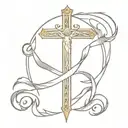 religious cross. protector sword made tattoo design idea