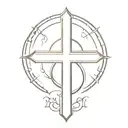 religious cross. protector sword made tattoo design idea