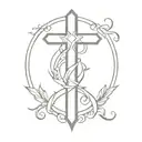 religious cross. protector sword made tattoo design idea