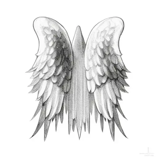 Two pairs of angel wings, one pair black, the other white. one of the white wings covers the pair of black wings  tattoo design idea