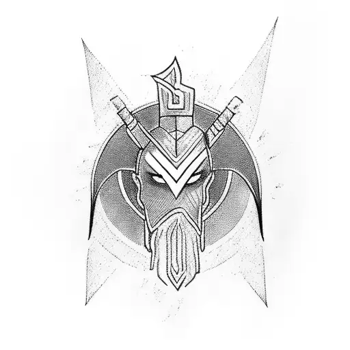 A blackwork tattoo featuring a Spartan warrior in a powerful pose, holding a lightning bolt as a symbol of their connection to Zeus. tattoo design idea