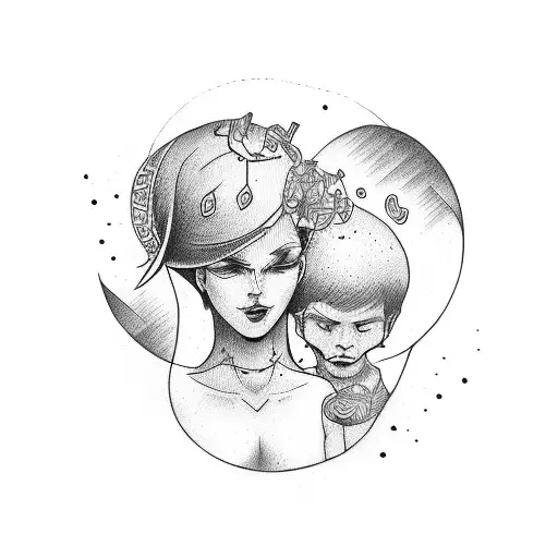 mother and son tattoo design idea