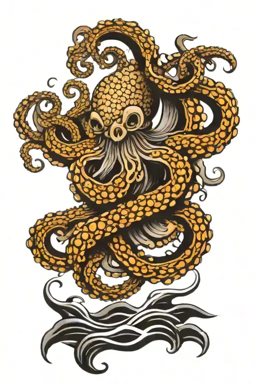 japanese design featuring octopus on top tattoo design idea