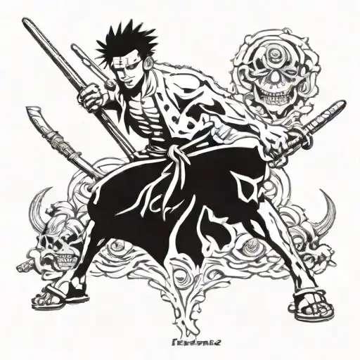 Roronoa Zoro one piece asura tattoo design idea