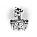 Human torso skeleton side view who prays tattoo design idea
