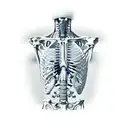 Human torso skeleton side view who prays tattoo design idea