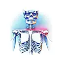 Human torso skeleton side view who prays tattoo design idea