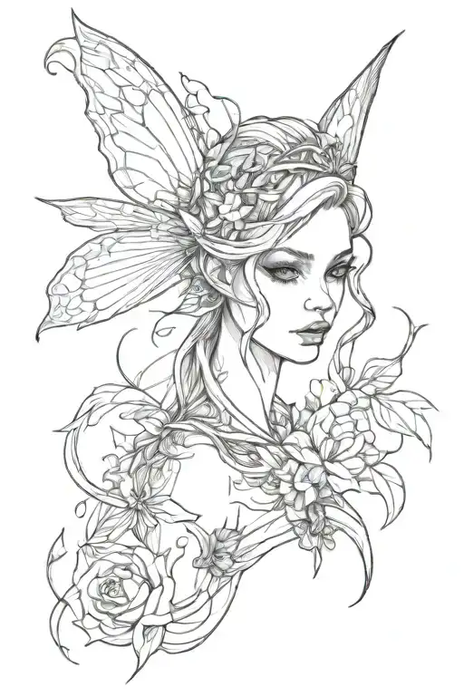 dark fairy tattoo design idea