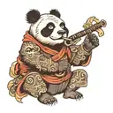 samurai panda smoking pipe tattoo design idea