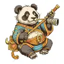 samurai panda smoking pipe tattoo design idea