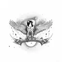 falcon body on fire with flames tattoo design idea