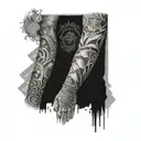 patchwork sleeve tattoo design idea