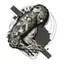 patchwork sleeve tattoo design idea