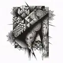 patchwork sleeve tattoo design idea
