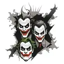 An abstract design combining elements of god and the joker in a black-grey color scheme tattoo design idea