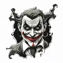 An abstract design combining elements of god and the joker in a black-grey color scheme tattoo design idea