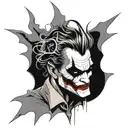 An abstract design combining elements of god and the joker in a black-grey color scheme tattoo design idea
