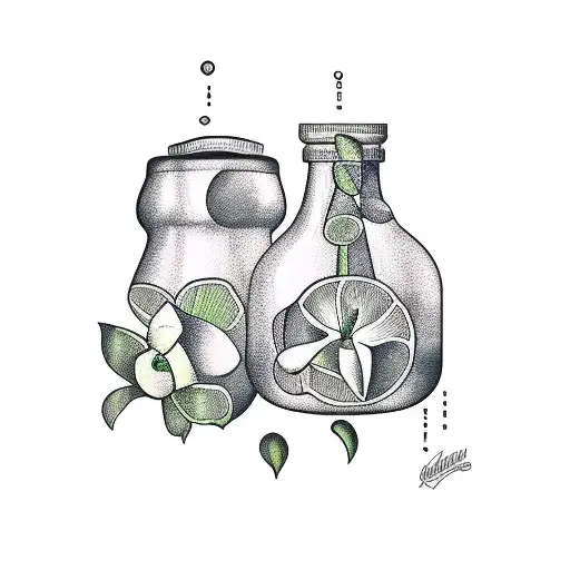 bottle and belladonna tattoo design idea