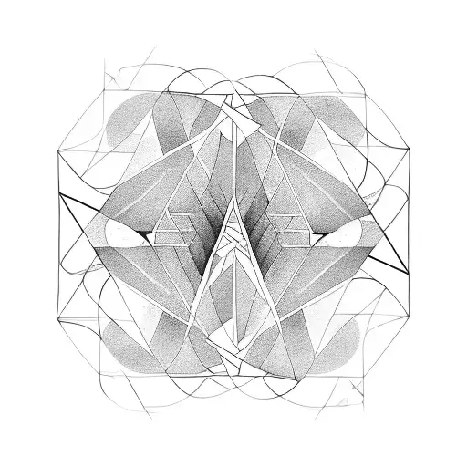 A geometric design incorporating triangle shapes and ivy plants intertwined, symbolizing growth and stability tattoo design idea